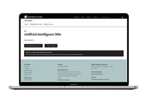 Preview of the University of Leeds Artificial Intelligence programme page