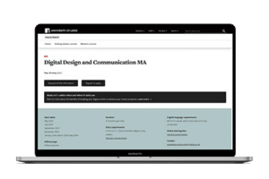 Preview of the University of Leeds Digital Design and Communication programme page
