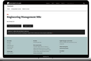 Preview of the University of Leeds Engineering Management programme page