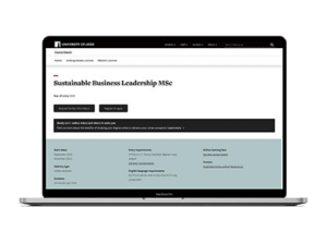 Preview of the University of Leeds Sustainable Business Leadership programme page